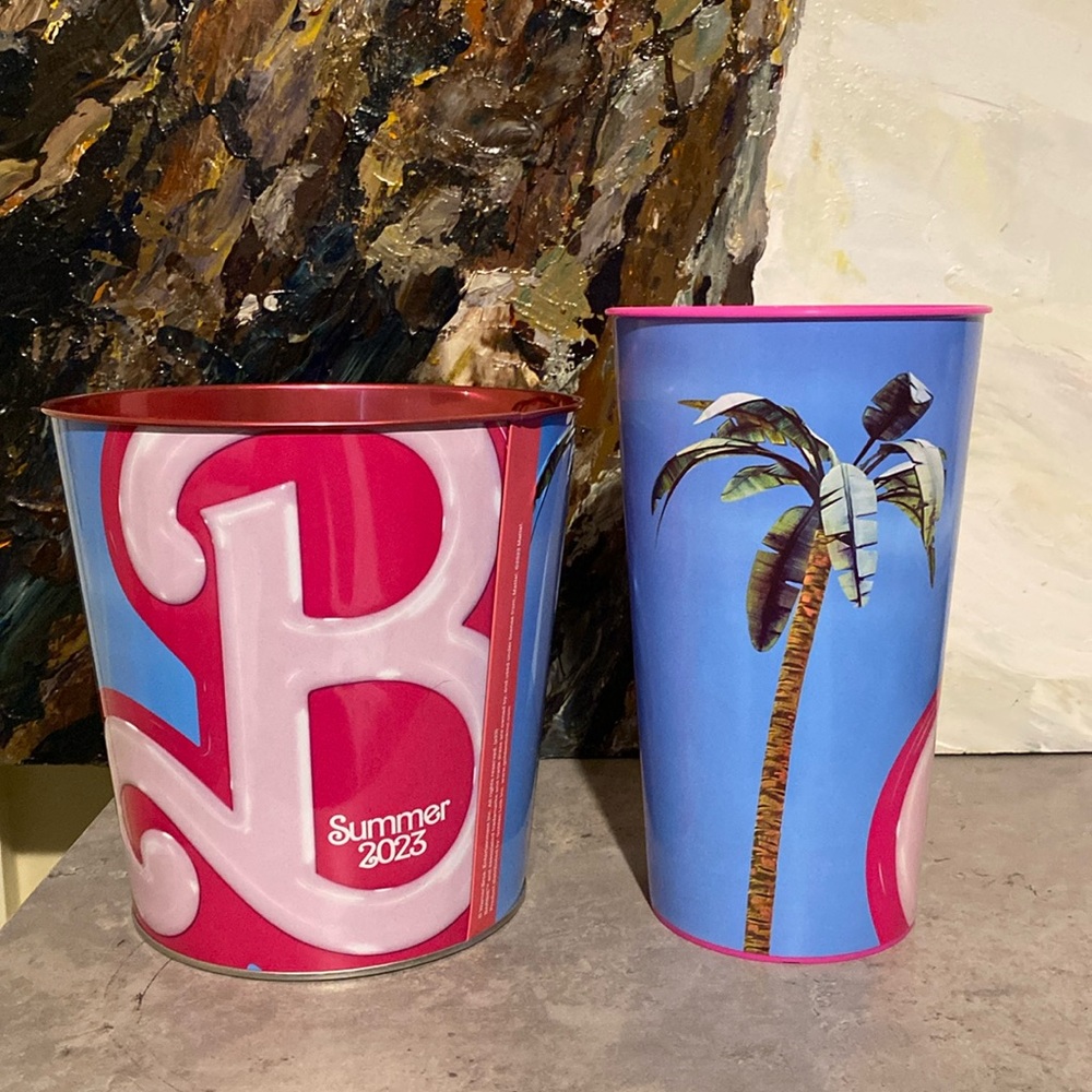Barbie The Movie Popcorn Tin Bucket and Cup Set